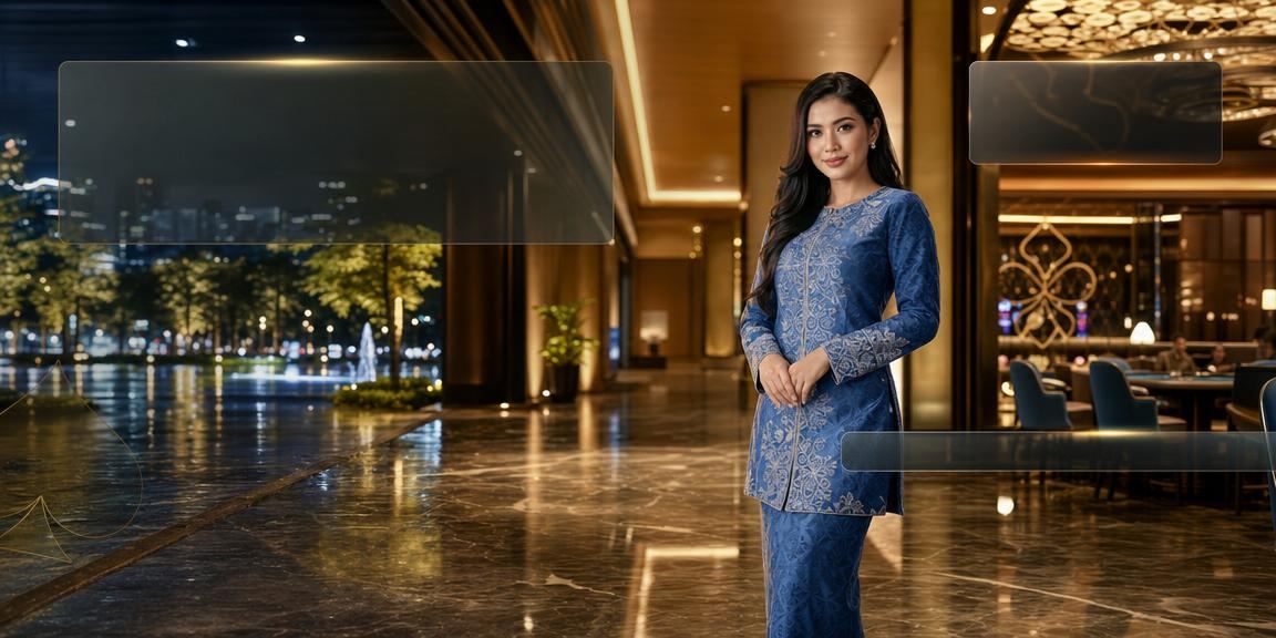 Pemain Malaysia menikmati permainan kad dan promosi lot10 dengan pakaian baju kurung